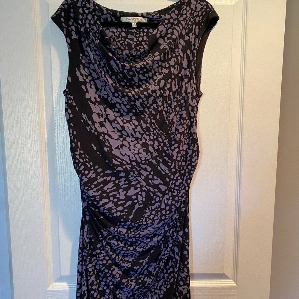 Evan Picone Black and Purple Midi Women’s Dress Sz 16